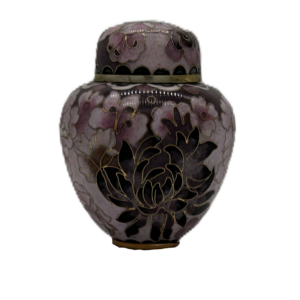 Pink with Black Floral Cloisonné Keepsake Urn