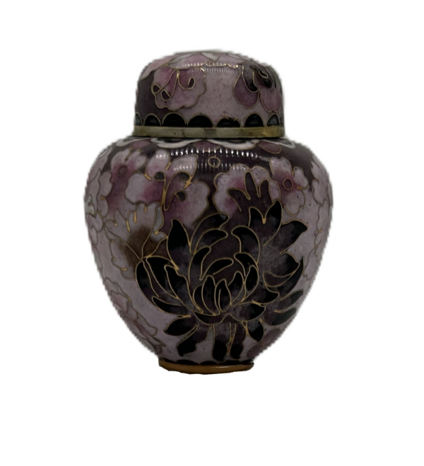 Pink with Black Floral Cloisonné Keepsake Urn
